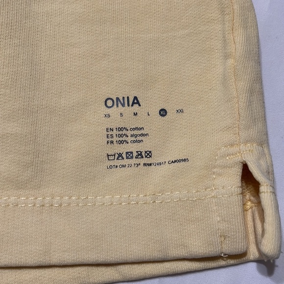 Onia Garment Dyed Terry Shorts in Yellow Cream Size XL - Picture 7 of 10